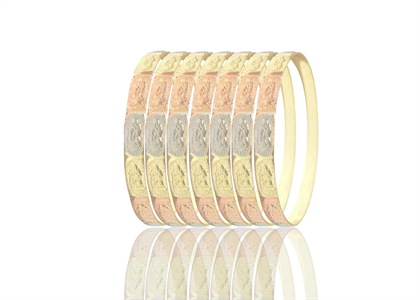 Tri Color Plated 7Day Virgin Mary Semanario Bangles 6mm